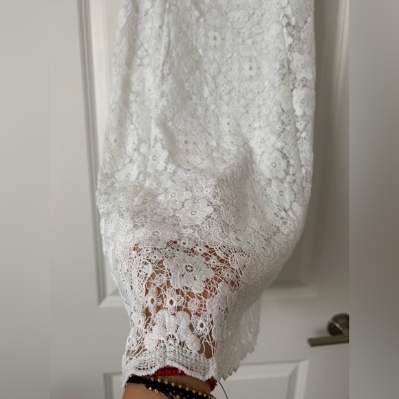 MICHAEL KORS White Floral Embroidered Ruffle Sleeve A-line Dress - Picture 4 of 8